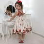 Imagem de Vestido infantil floral bege off com rosas vermelhas