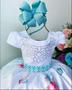 Imagem de Vestido Infantil Florido Floral Verde e Rosa Perfeito para Princesa Festa Casamento