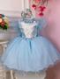 Imagem de Vestido Infantil Frozen Anna E Elsa Azul C/ Glitter E Capa