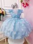 Imagem de Vestido Infantil Frozen Princesas Com Cinto de Pérolas Luxo Festa 1161AA