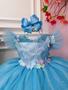 Imagem de Vestido Infantil Jardim Encantado Azul C/ Aplique Pérolas  super luxo festa 2331AZ