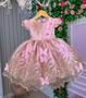 Imagem de Vestido Infantil Jardim Encantado Rosa E Dourado Borboletas