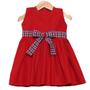 Imagem de Vestido Infantil Laço Xadrez Vermelho