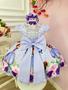 Imagem de Vestido Infantil Lilás Bolinhas Princesa Sofia Cinto Pérolas super luxo festa RO2947PS