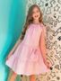 Imagem de Vestido Infantil Listrado Rosa C/ Bolsa -envio Rápido