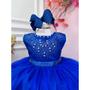 Imagem de Vestido Infantil Longo Azul Royal Escuro Marinho Festa Casamento Dama Daminha Social Florista Noivinha Menina Rodado