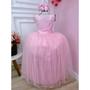 Imagem de Vestido Infantil Longo Rosa Claro Csamento Formatura Dama Daminha Florista Festa Noivinha Social Menina Rodado Menina