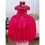 Imagem de Vestido Infantil Longo Rosa Pink Fucsia Barbie Formatura Casamento Festa Dama Daminha Florista Pérolas Rodado