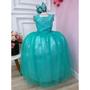 Imagem de Vestido Infantil Longo Verde Azul Turquesa Formatura Casamento Festa Dama Daminha Florista Social Menina Rodado Luxo