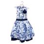 Imagem de Vestido Infantil Luxo com Broche Floral Azul Bella Bambina