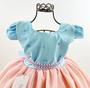 Imagem de Vestido Infantil Luxo de Festa Aniversário Princesa Chuva de Amor Azul e Coral