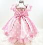 Imagem de Vestido infantil luxo de festa princesa minnie rosa com bolinhas brancas (tam 1 ao 4) cod.000454