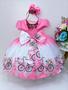 Imagem de Vestido Infantil Luxo Festa  Rosa Chiclete Primavera Strass Pérolas 1630RC