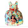 Imagem de Vestido Infantil Luxo Meninas Moana Festa Tiara Colorido