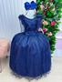 Imagem de Vestido infantil  Marie Longo Mel Azul Petróleo Luxo