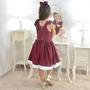 Imagem de Vestido Infantil Marsala Casual Menina Elegante + Laço