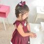 Imagem de Vestido Infantil Marsala Casual Menina Elegante + Laço