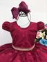 Imagem de Vestido Infantil Marsala Tule Com Bolinhas Strass e Pérolas 4473MA