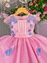 Imagem de Vestido Infantil Mary Kids Jardim Encantado Borboletas Azul