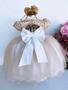 Imagem de Vestido Infantil Menina Bonita Florido Dourado Batizado