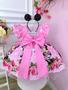 Imagem de Vestido Infantil Minnie Florido de Rosas C/ Pérolas Festas super luxo festa  RO3413RS