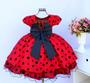 Imagem de Vestido Infantil Minnie Joaninha Vermelho Luxo E Tiara