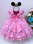 Imagem de Vestido Infantil Minnie Rosa Bolas Brancas Luxo Princesas