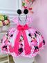 Imagem de Vestido Infantil Minnie Rosa Cinto de Pérolas Princesas luxo festa RO0033RS