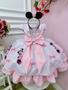 Imagem de Vestido Infantil Minnie Rosa Com Bolinhas e Pérolas Luxo festa RO5054RM