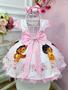 Imagem de Vestido Infantil Moanna moana Baby Rosa Busto C/ Strass