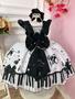 Imagem de Vestido Infantil Musical Preto e Branco C/ Broche Lacinho Luxo Festa 1110BR