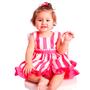 Imagem de Vestido Infantil  Para Bebê Menina Listrado 02 Peças Roupas de Bebê  100% Algodão Tamanho G