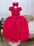 Imagem de Vestido Infantil Pink Com Busto Nervura e Pérolas Damas Super luxo 4554PK