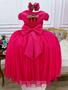 Imagem de Vestido Infantil Pink Com Busto Nervura e Pérolas Damas Super luxo 4554PK