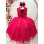 Imagem de Vestido Infantil Pink Fucsia Florista Formatura Casamento Dama Daminha Flores Menina Juvenil Festa Renda Social Rodado