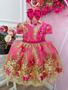 Imagem de Vestido Infantil Pink Renda Realeza e Aplique de Borboletas