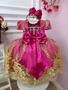 Imagem de Vestido Infantil Pink Renda Realeza e Aplique de Borboletas Luxo Festa 2246PK