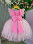 Imagem de Vestido infantil Princesa Belli Tematico Barbie Rosa luxo