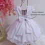 Imagem de Vestido Infantil Princesa Bordado Branco Com Cinto Em Pérolas