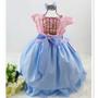 Imagem de Vestido Infantil Princesa Chuva de Amor Azul e Rosa