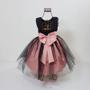 Imagem de Vestido Infantil Princesa Festa Casamento Batizado Preto e Rosa com Saia Tule