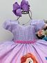 Imagem de Vestido Infantil Princesa Sofia Lilás C/ Cinto de Pérolas