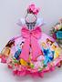 Imagem de Vestido Infantil Princesas Colorido C/ Cinto de Pérolas Luxo