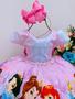 Imagem de Vestido Infantil Princesas Colorido C/ Cinto de Pérolas Luxo