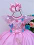 Imagem de Vestido Infantil Rosa Aplique Borboletas E Flores Luxo