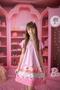 Imagem de Vestido Infantil Rosa Barbie C/ Laço Cabelo - Envio Rápido