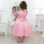 Imagem de Vestido infantil rosa bebê com tule francês com bordado floral