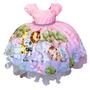 Imagem de Vestido Infantil Rosa Bosque Safari Peito Strass C/ Pérolas