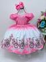 Imagem de Vestido Infantil Rosa Chiclete Primavera Strass Pérolas Festa Luxo Temático