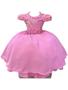 Imagem de Vestido Infantil Rosa Chiclete Renda Damas C/ Pérolas Tiara